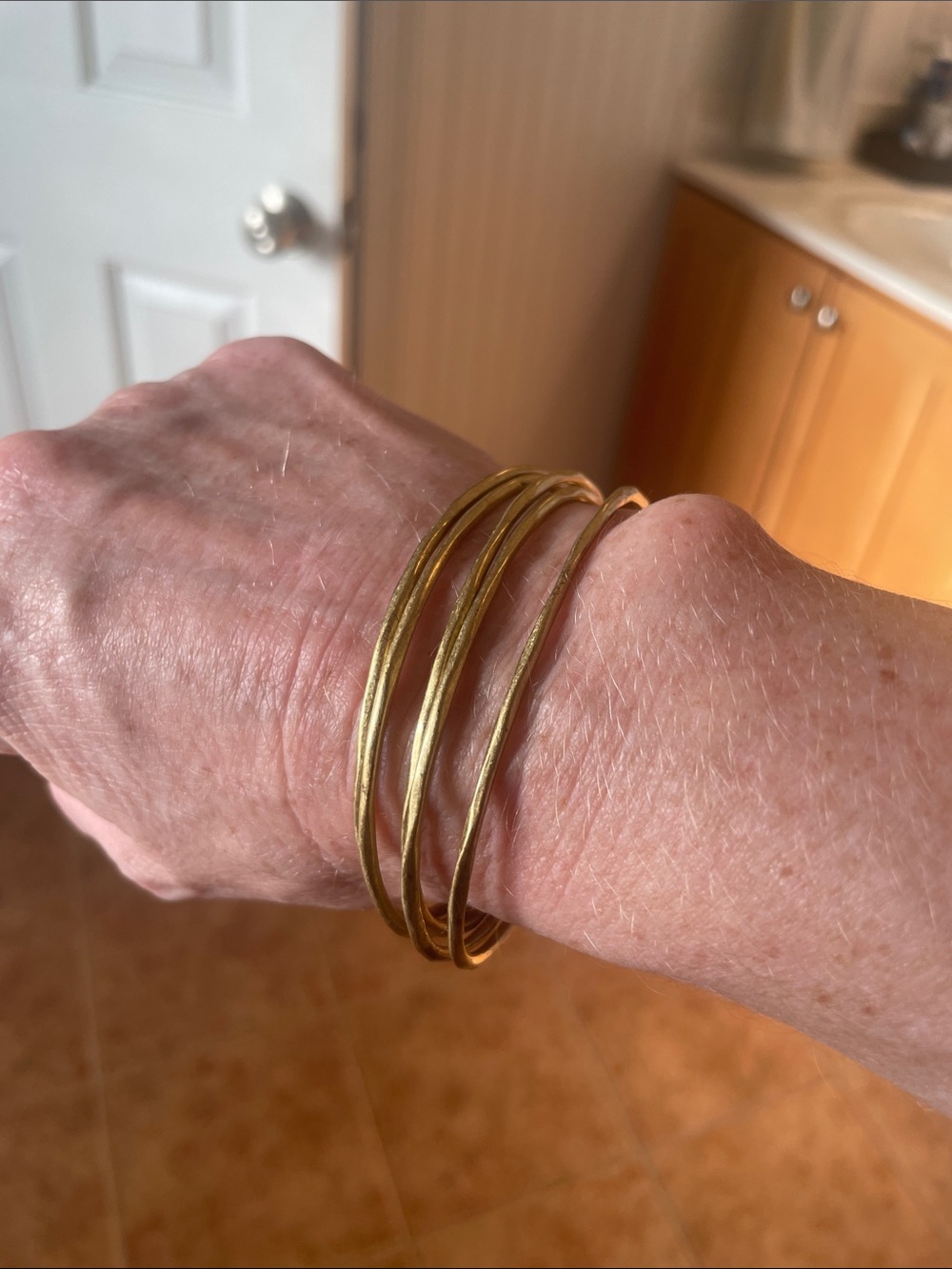 Stella & Dot Gold Triple Bangle Bracelet